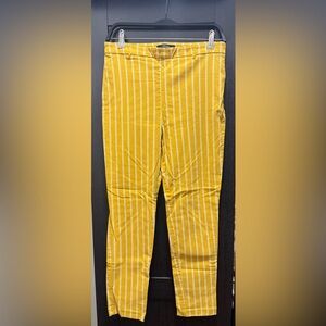 Forever 21 Women’s Yellow And White Striped Pants Size L